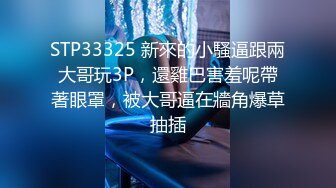 STP33325 新來的小騷逼跟兩大哥玩3P，還雞巴害羞呢帶著眼罩，被大哥逼在牆角爆草抽插