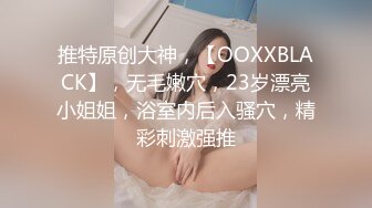 推特原创大神，【OOXXBLACK】，无毛嫩穴，23岁漂亮小姐姐，浴室内后入骚穴，精彩刺激强推